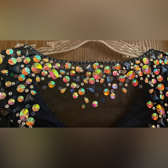 Bling! Bling! big Rhinestone Longsleeve dress Sz-O - Picture 11 of 13